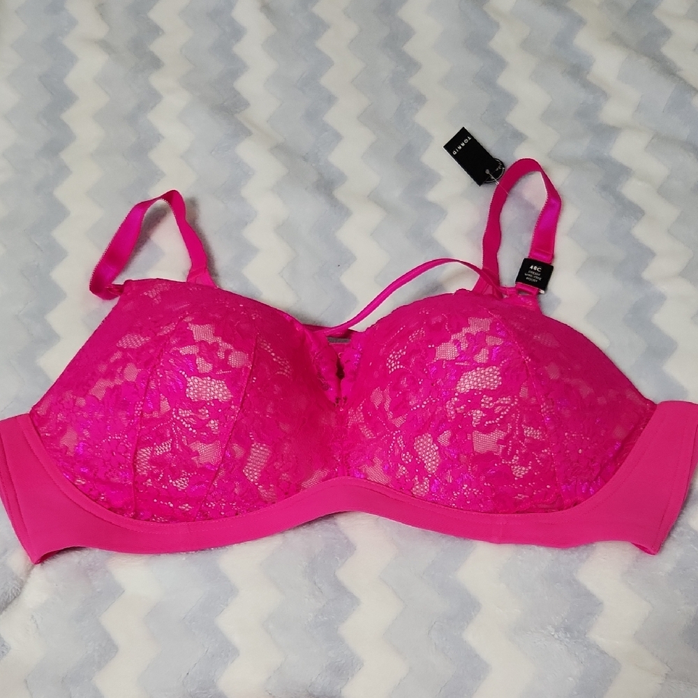 Torrid Vibrant Pink Lace Bra